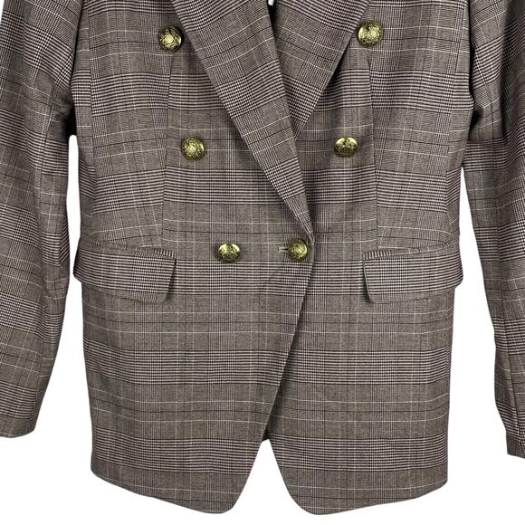 Banana Republic Double Breasted Checker Blazer Gold Button Size 6 - Picture 4 of 11